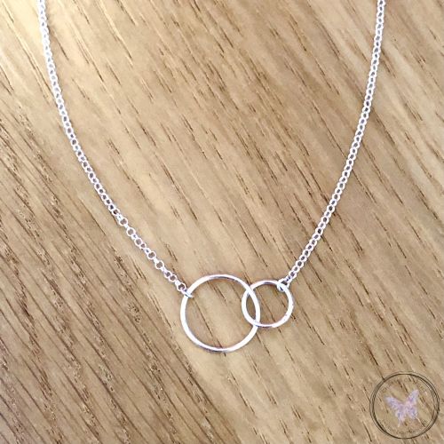 Silver Linked Circles Chain Necklace (16inches)